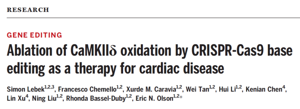 Ablation of CaMKll oxidation by CRISPR-Cas9 base editing as a therapy for cardiac disease