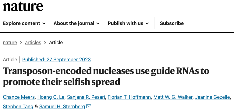 Transposon-encoded nucleases use guide RNAs to promote their selfish spread