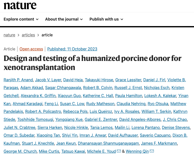 Design and testing of a humanized porcine donor for xenotransplantation