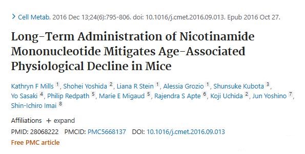 Long-Term Administration of Nicotinamide Mononucleotide Mitigates Age-Associated Physiological Decline in ice